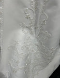 A-Line Spaghetti Strap Beaded Satin Long Prom Dress White Wedding Dress Graduation Prom Dress HZ1108