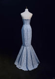 Mermaid Strapless Sequined Long Prom Dress Elegant Formal Evening Dress HZ1108