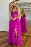 A-Line Sweetheart Neck Chiffon Lace Blue Long Prom Dress, Blue Long Graduation Dress HZ1108