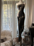 Fairytale Light Green Simple Bodycon Party Dresses Elegant One Shoulder Chiffon Applique Beaded Prom Dress HZ1108