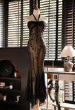 Mermaid Halter Neck Tulle Applique Long Prom Dress HZ1108