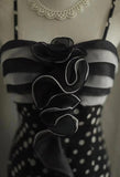 Mermaid Black Spaghetti Strap Chiffon Long Prom Skirt Polka Dot Evening Dress HZ1108