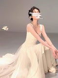 High-grade fluffy mesh white suspender dress HZ1108