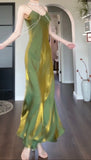 Elegant Spaghetti Strap Bodycon Dress V Neck Glitter Silk Prom Dress HZ1108