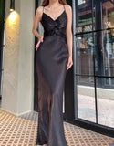 Retro Green Mermaid Spaghetti Straps Prom Dress Backless Birthday Graduation Prom Dress HZ1108