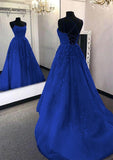 Sage Green A-Line Spaghetti Strap Tulle Applique Long Prom Dress HZ1108