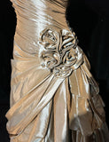 Sparkling A-Line V-neck Satin Backless Long Prom Dress Formal Evening Dress Graduation Prom Dress HZ1108