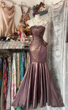 Unique Mermaid Strapless Glitter Satin Ball Dress Beautiful Birthday Evening Dress HZ1108