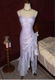 Sweet Blush Pink Spaghetti Straps Sleeveless Chiffon Prom Dress Vintage Birthday Evening Dress HZ1108
