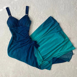 Beautiful Gradient Blue Glitter Chiffon Sweetheart Neck Prom Dress Birthday Dress HZ1108