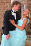 ??Enchanted Blue Sweetheart A-Line Prom Dress & Wedding Dress??- Elegant Chiffon Ruffled Birthday Party Dress HZ1108