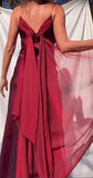 Royal Purple Satin Prom Dress Vintage Glam Evening Gown with Chiffon Ribbon HZ1108