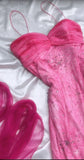 Pink Princess Style Beaded Chiffon Prom Dress for Party Glitter 90s Retro A-Line Evening Gown HZ1108