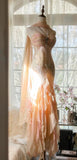Fairytale Spaghetti Straps Ombre Chiffon Mermaid Gowns Vintage Gentle Backless Prom Dress HZ1108