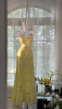 Gorgeous Butter Yellow Spaghetti Straps A-line Tulle Beaded Long Prom Dresses Backless Evening Gowns HZ1108