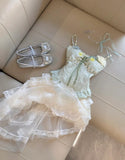 Fairytale Spaghetti Straps A-Line Homecoming Dresses Sweet Lace Short Prom Dress HZ1108