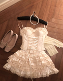 Princess-Inspired Spaghetti Straps Satin Lace Satin Short Prom Dresses Cute A-Line Two-Piece Homecoming Dress HZ1108