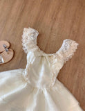 Sweet Lace Layered Homecoming Dress with Bow Tulle Retro Short Prom Dresses HZ1108