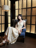 Hollow Butterfly Embroidery Dress French Summer Vacation Waist Gentle Dress HZ1108
