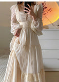 Vintage Palace Style Lace Chiffon Prom Dresses Fairytale Birthday Evening Gowns HZ1108