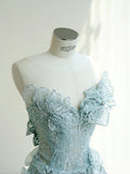 Sweetheart Neck Mermaid Tulle Sequins Elegant Long Prom Dresses Exquisite Embroidery Applique Train Wedding Dress HZ1108