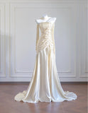 Gorgeous Champagne Spaghetti Straps Mermaid Long Prom Dresses Sweet 16 Dress HZ1108