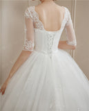Ball Gowns Lace Embroidery Half Sleeve Fashion Classic V Neck Wedding Dresses Sequined Simple Vestido De Noiva plus size