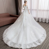 Long Tail Half Sleeve Wedding Dress Princess Wedding Gown Lace V Neck Bridal Dress Plus Size
