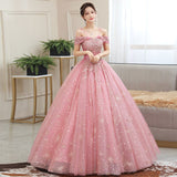 Off The Shoulder Quinceanera Dresses Shining Beading Ball Gown Prom Dress Plus Size Pink Quinceanera Dresses