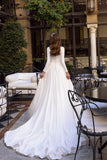 Satin Princess Wedding Dresses Long Sleeve Backless Caftan Elegant Bride Dress Vestido De Noiva Muslim Wedding Gowns