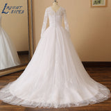 NICEB Robe De Mariee Wedding Dress Lace Applique Luxury A Line Bling Beading Long Sleeves Bride Ball Gown Custom Princess