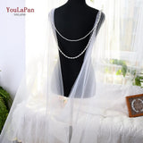 G33 Wedding Cape Bridal Shawl White Tulle Long Cape Cloak Shawl Shrugs Women Party Jackets Wedding Accessories