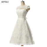 2023 Sexy White short Wedding dresses lace Bridal gown Cap Sleeve Zipper Back Vestidos De Novia Real Picture