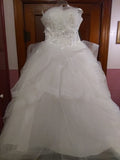 Luxury Bead Fashion Strapless Wedding Dresses 2023 New Korean Tiered Organza Sweet Bride Princess Gowns Vestido de noiva