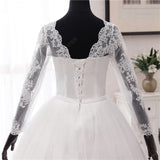 Spring Lace Appliques Wedding Dresses Long Sleeve Vestidos De Novia 2023 White V-Neck Princess Bride Wedding Gowns Plus Size