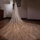 Accessories 2023 New Arrival The Champagne Chapel Veil Bling Bling Bridal Veils Beading Wedding Veil