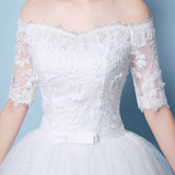 Sale Wedding Dress New Arrival Appliques Embroidery Lace Half Sleeve Sexy Boat Neck off shoulder Gown vestido de noiva