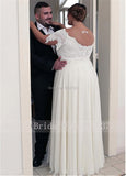 Chiffon Jewel Neckline A-line Wedding Dresses With Beaded Lace Appliques Short Sleeves Plus Size Bridal Gown Robe de Long