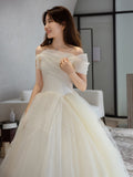 Off The Shoulder Light Wedding Dress 2023 New Bridal Dress Ball Gown Tulle Wedding Dress