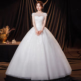 Ball Gown Sweetheart Off White Ivory Tulle Bridal Dress For Wedding Dresses with Sleeve 2023 Pearls Marriage Customer Made
