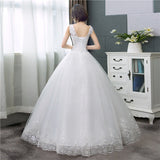 Korean Style V-Neck Lace Tank Sleeveless Floral Print Ball Gown Wedding Dress 2023 New Fashion Simple estidos de noivas CC