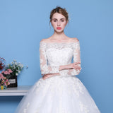 Sleeves Wedding Dresses 2023 Princess Lace Bridal Bride Gowns Luxury Vintage Off The Shoulder Robe De Mariage
