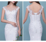 Novias Illusion Sexy Mermaid Wedding Dress New Style Korean Lace Appliques Sequined Fishtail Bride Princess estidos de noiva