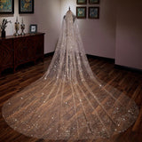 Accessories 2023 New Arrival The Champagne Chapel Veil Bling Bling Bridal Veils Beading Wedding Veil