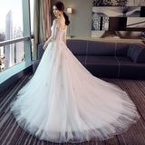 Fashion Classic Wedding Dress 2023 New Lace Three Quarter Sleeve O-Neck Elegant Plus size Vestido De Noiva Korean Bride Gown