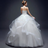Luxury Bead Fashion Strapless Wedding Dresses 2023 New Korean Tiered Organza Sweet Bride Princess Gowns Vestido de noiva