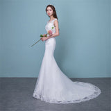 Novias Illusion Sexy Mermaid Wedding Dress New Style Korean Lace Appliques Sequined Fishtail Bride Princess estidos de noiva
