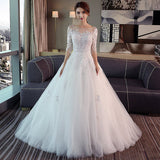 Fashion Classic Wedding Dress 2023 New Lace Three Quarter Sleeve O-Neck Elegant Plus size Vestido De Noiva Korean Bride Gown