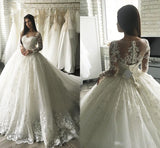 Gorgesous Long Sleeves Ball Gown Lace Wedding Dresses Luxury Summer Dress 2023 Bridal Gown vestido De Noiva robe de mariee
