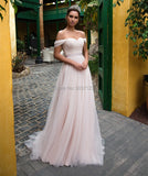 Tulle Wedding Dresses with Sleeves Off Shoulder Sweetheart Lace Up Floor Length Wedding Bridal Gowns Vestido de noiva